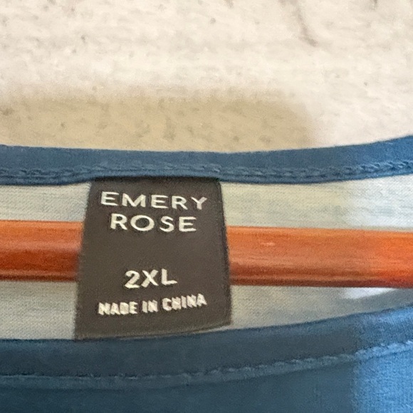 Emery Rose Teal Sleeveless Tee with Palm Design, 2XL - Picture 2 of 5